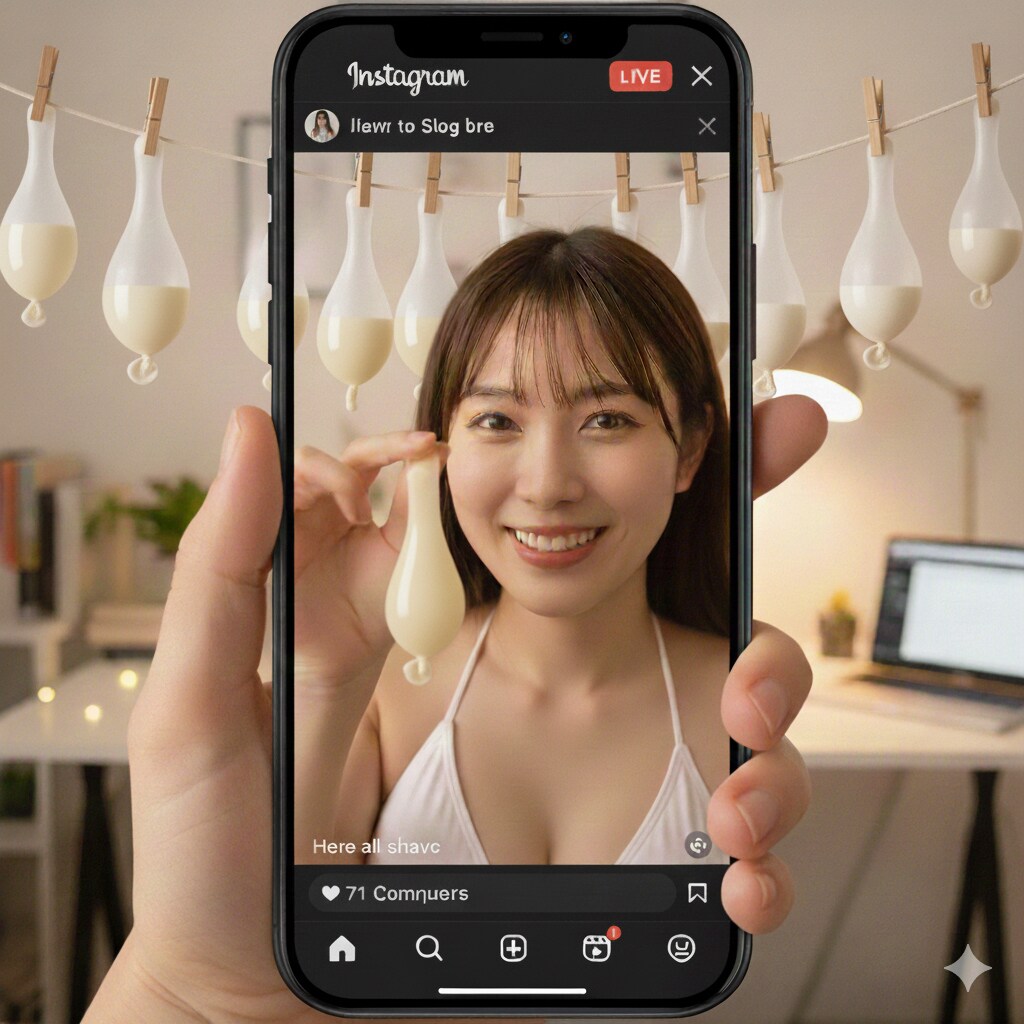 ○スタライブ配信！風船に白い液体詰めてくよー100本作るまで帰れないよー