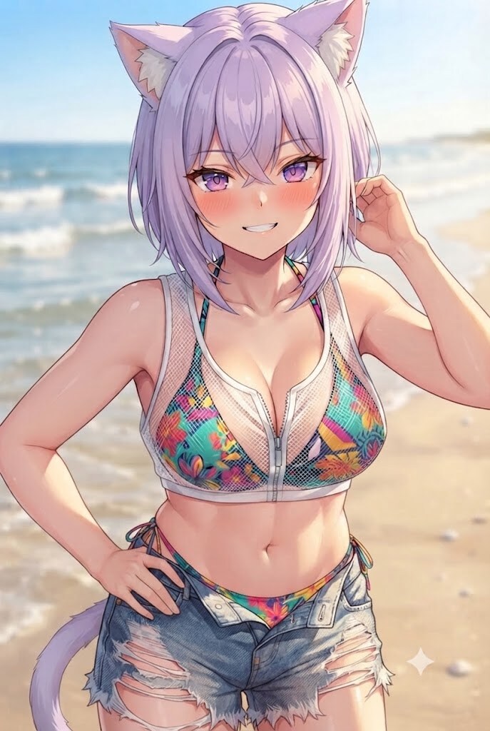短パンビキニの白シス