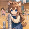 ビール缶積みに挑戦した小さな女の子 2枚目