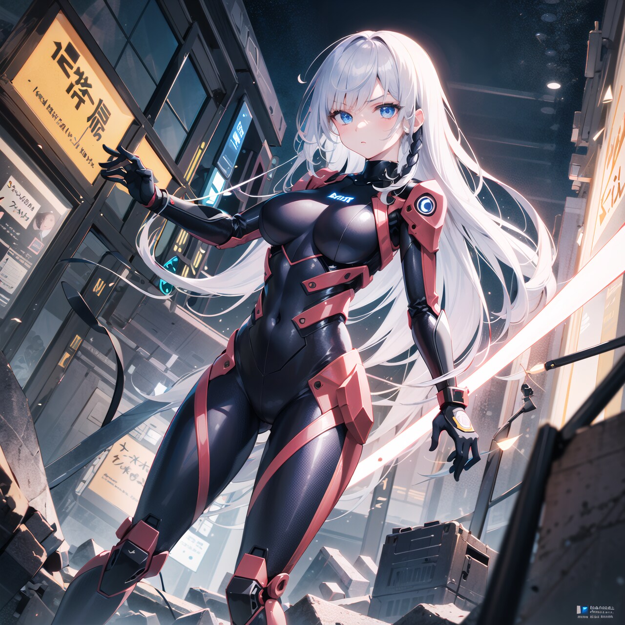 【衣装入れ替え】銀髪ちゃん・サイバーパンク風