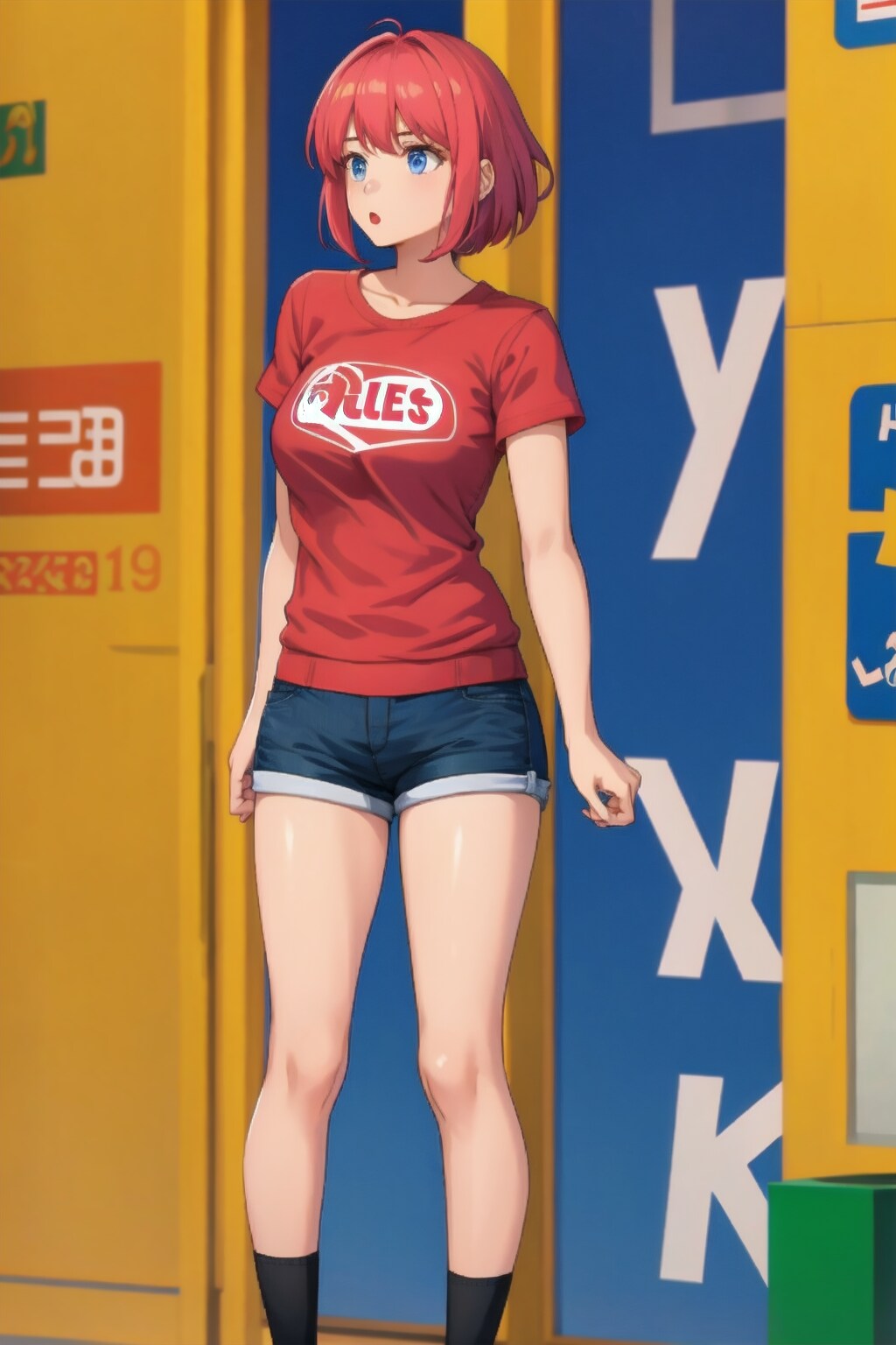 ショートパンツの女性