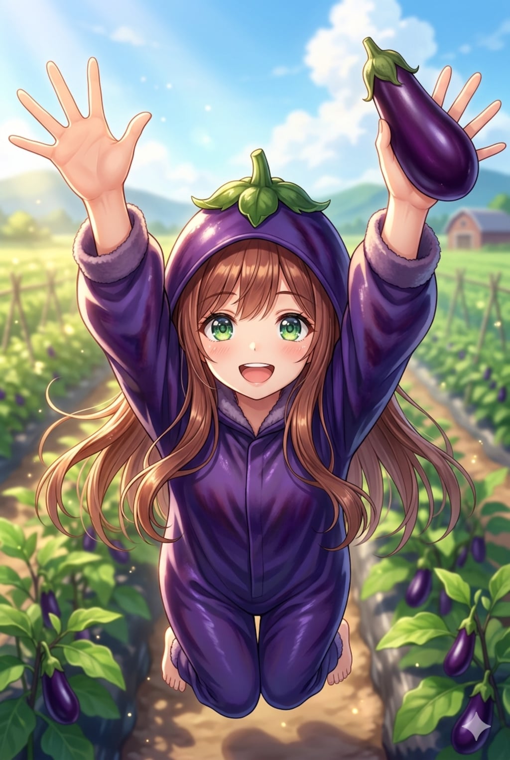 【#紫】茄子のきぐるみを着る女の子（Seedream 5.0Lite）（ChatGPT）（GEMINI）（SDXL）