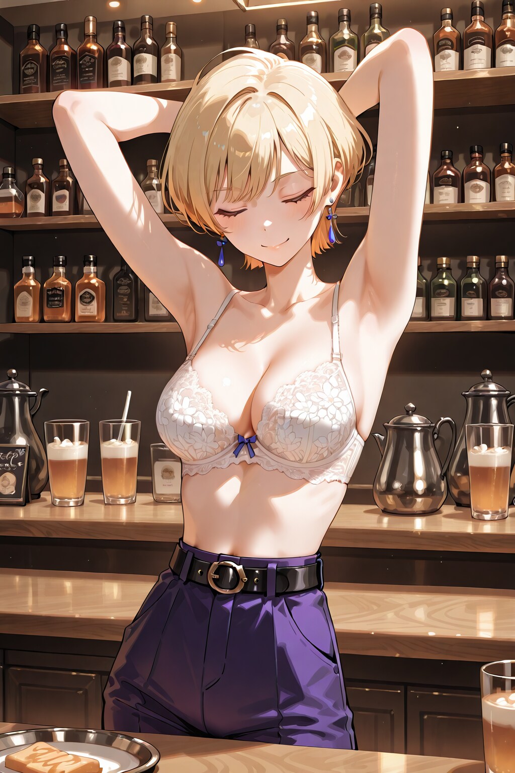 かっこかわいいカフェバーオーナージェシカ・ブレストンのブラ姿のカフェバー経営