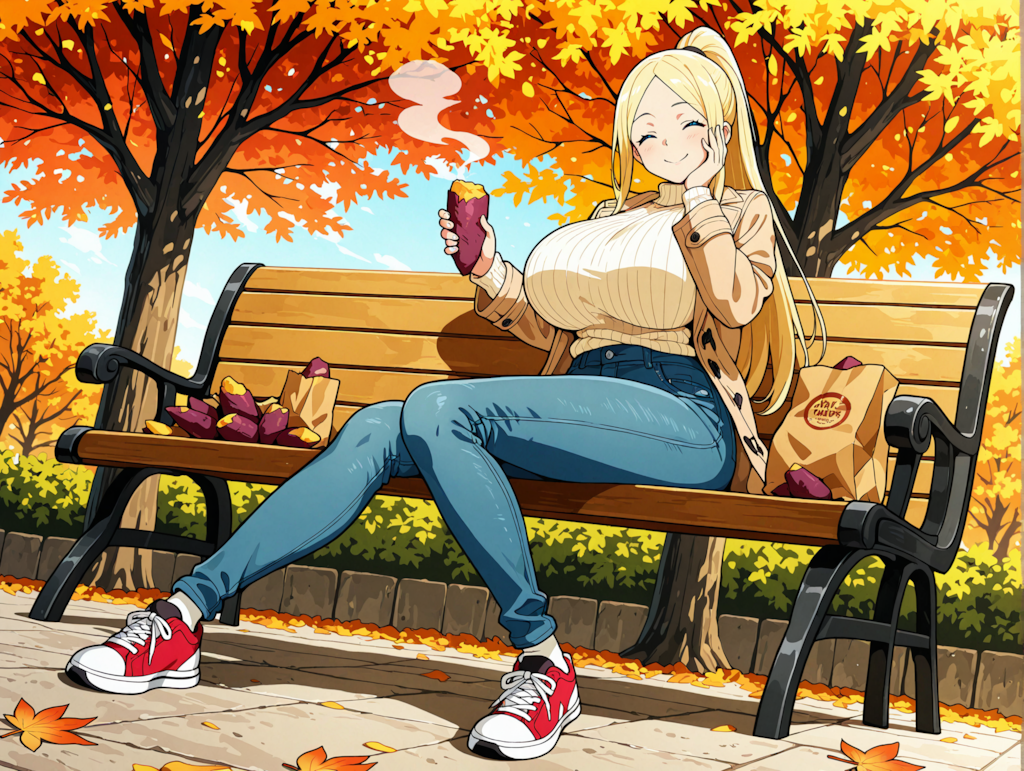 焼き芋を食べるアシュリーちゃん