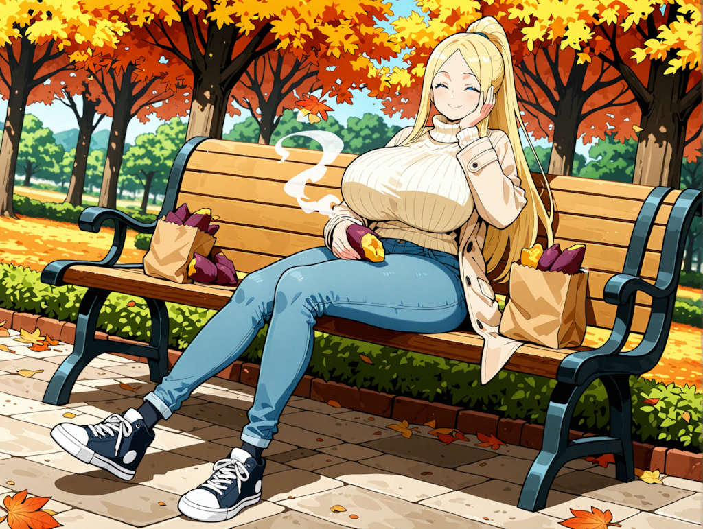 焼き芋を食べるアシュリーちゃん