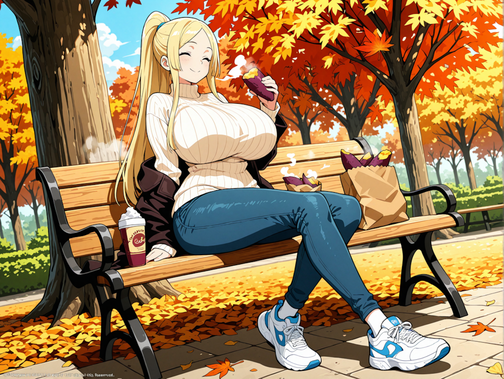 焼き芋を食べるアシュリーちゃん