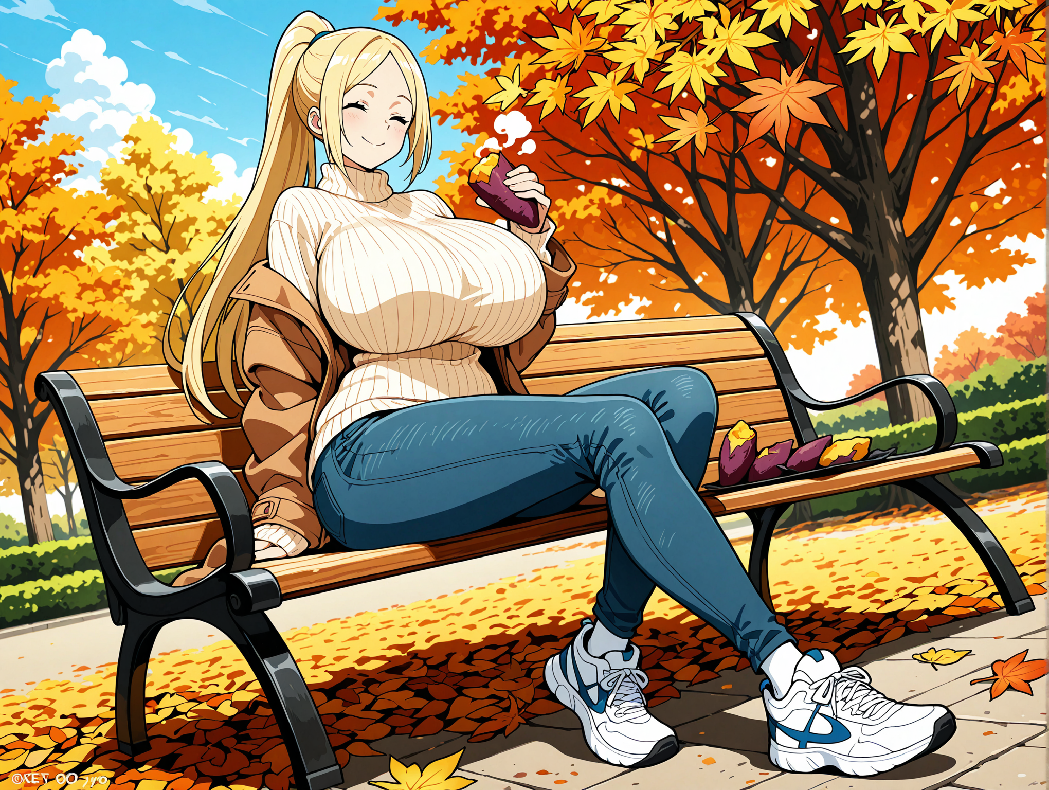 焼き芋を食べるアシュリーちゃん | の人気AIイラスト・グラビア