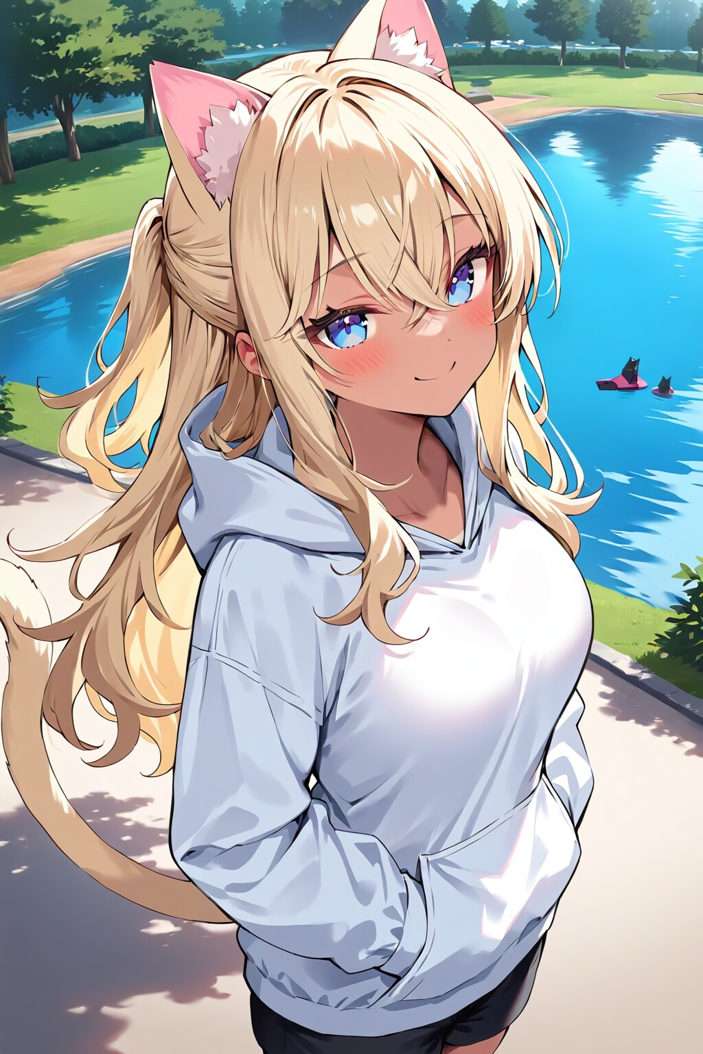 散歩中の金髪ちゃん