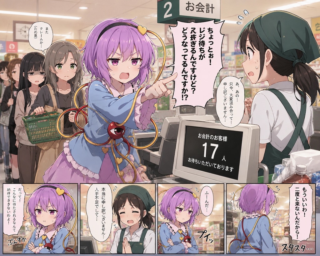 スーパーにクレームを入れるさとりちゃん