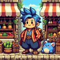油絵アニメドット絵風古代ギリシャ市場で買い物勇者コスプレ人妻23歳＆商人 6枚目