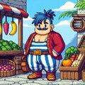 油絵アニメドット絵風古代ギリシャ市場で買い物勇者コスプレ人妻23歳＆商人 9枚目