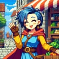油絵アニメドット絵風古代ギリシャ市場で買い物勇者コスプレ人妻23歳＆商人 2枚目