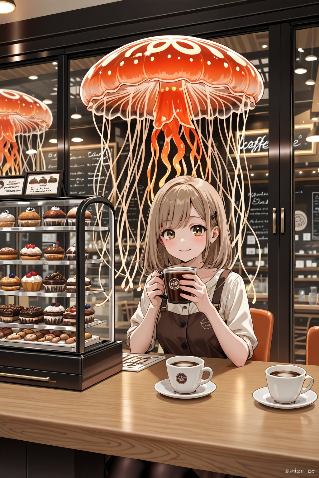 クラゲとカフェ | の人気AIイラスト・グラビア