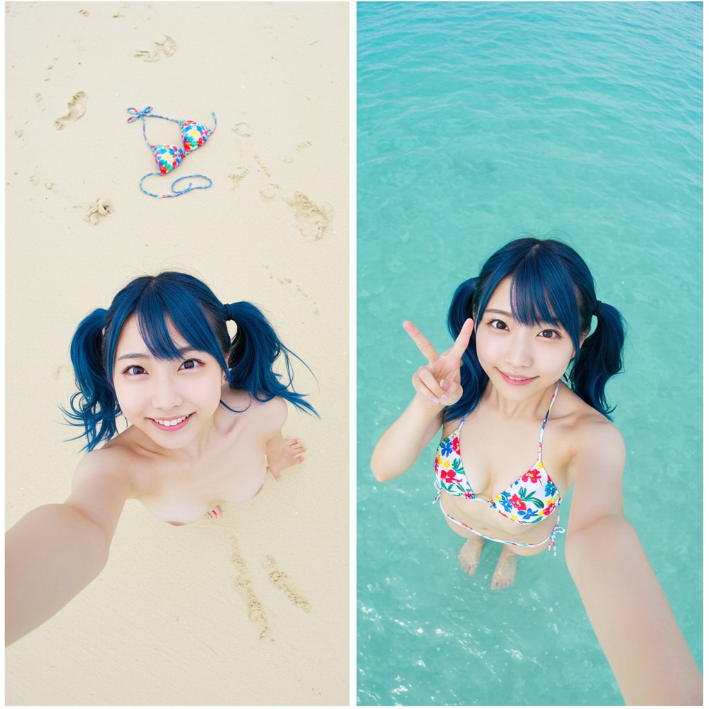 ONOFFビキニ水着の着衣脱衣の比較画像＃１