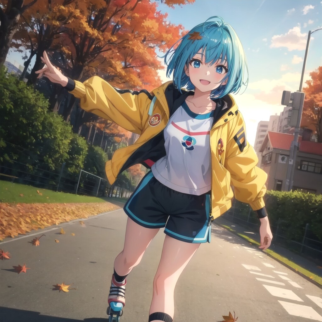 ローラースケートで公園散歩