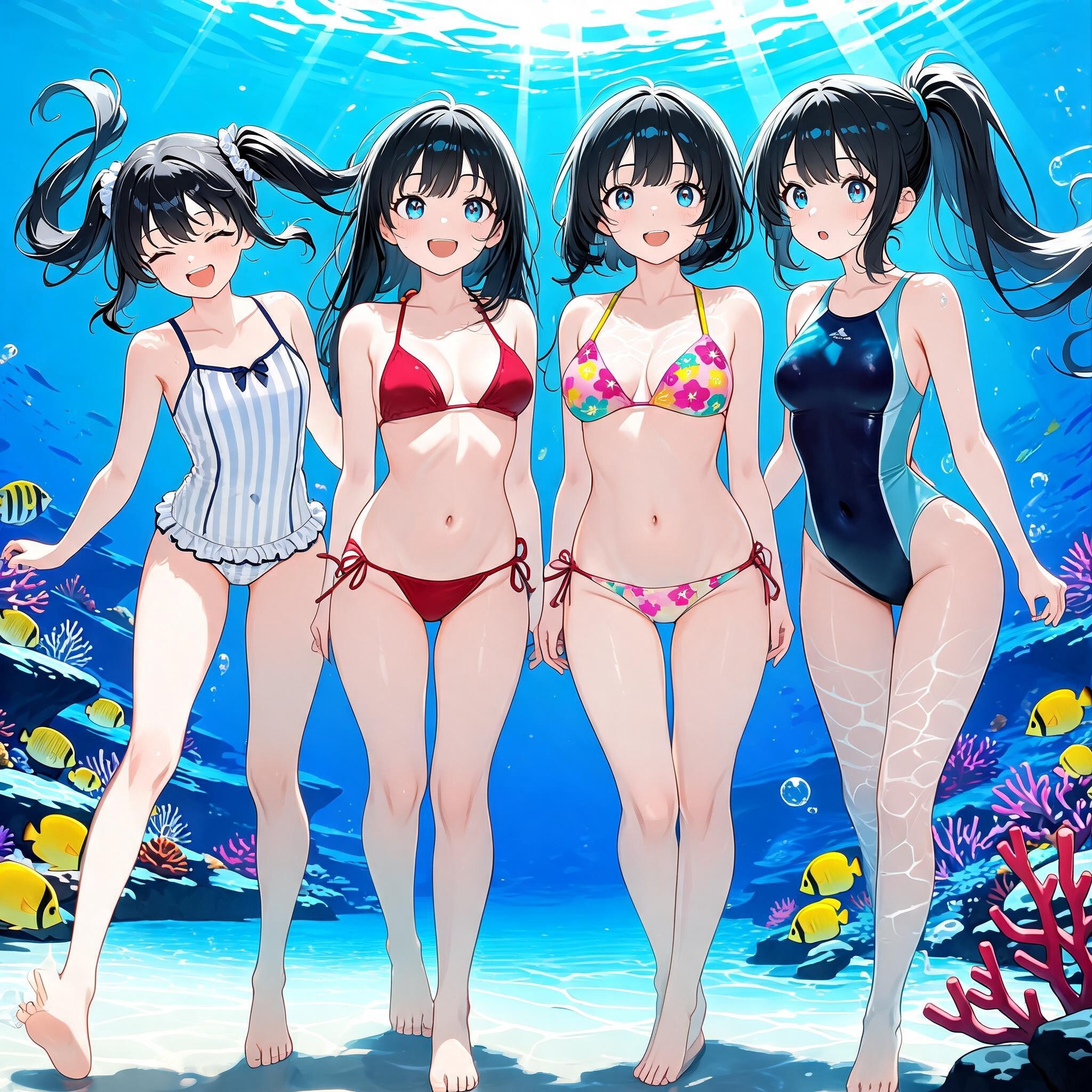 水中詰め合わせ いろんな黒髪といろんな水着編