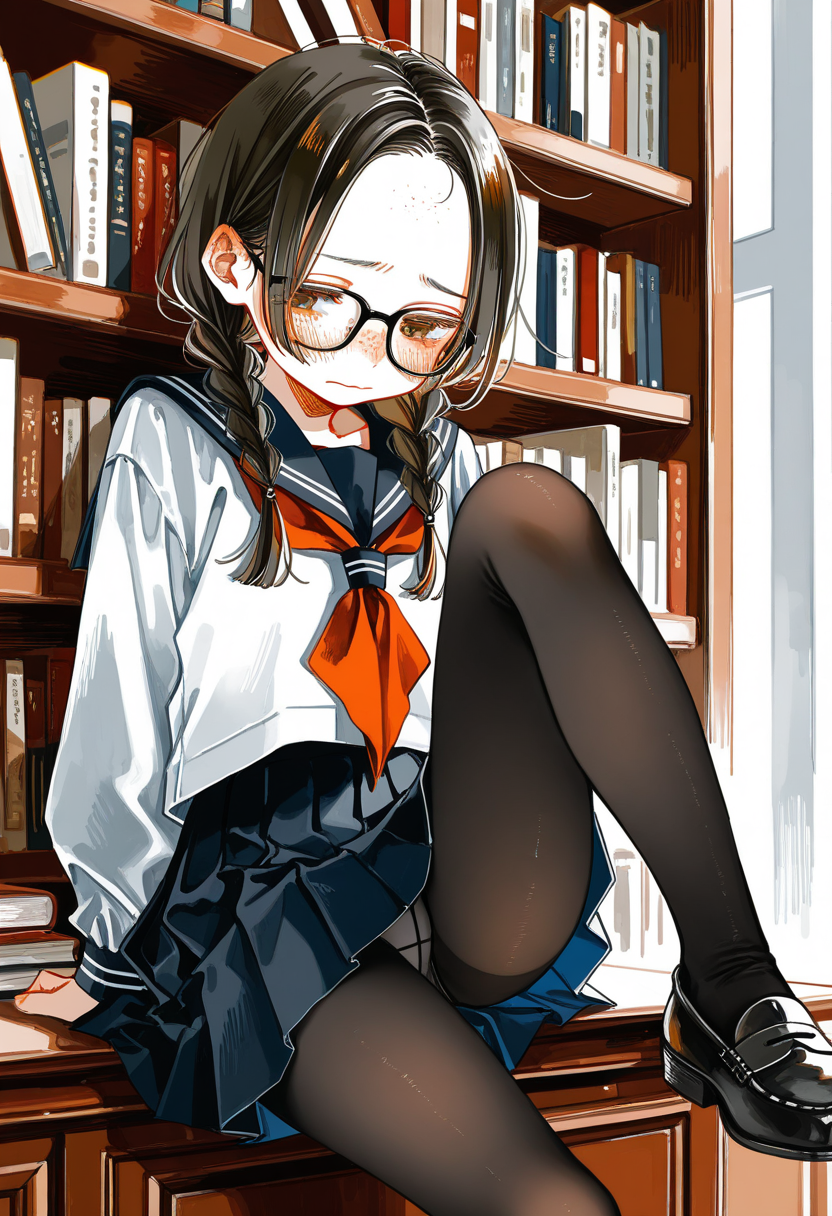 （誰か来ちゃうよう…）正統派図書委員ちゃん