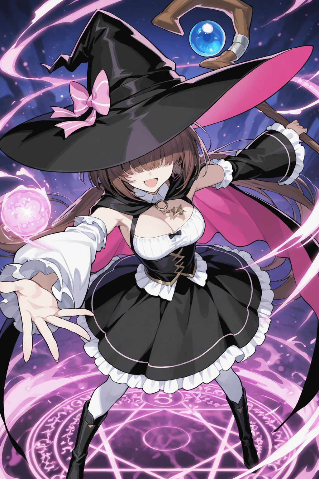 風魔法の練習をする魔女ちゃん