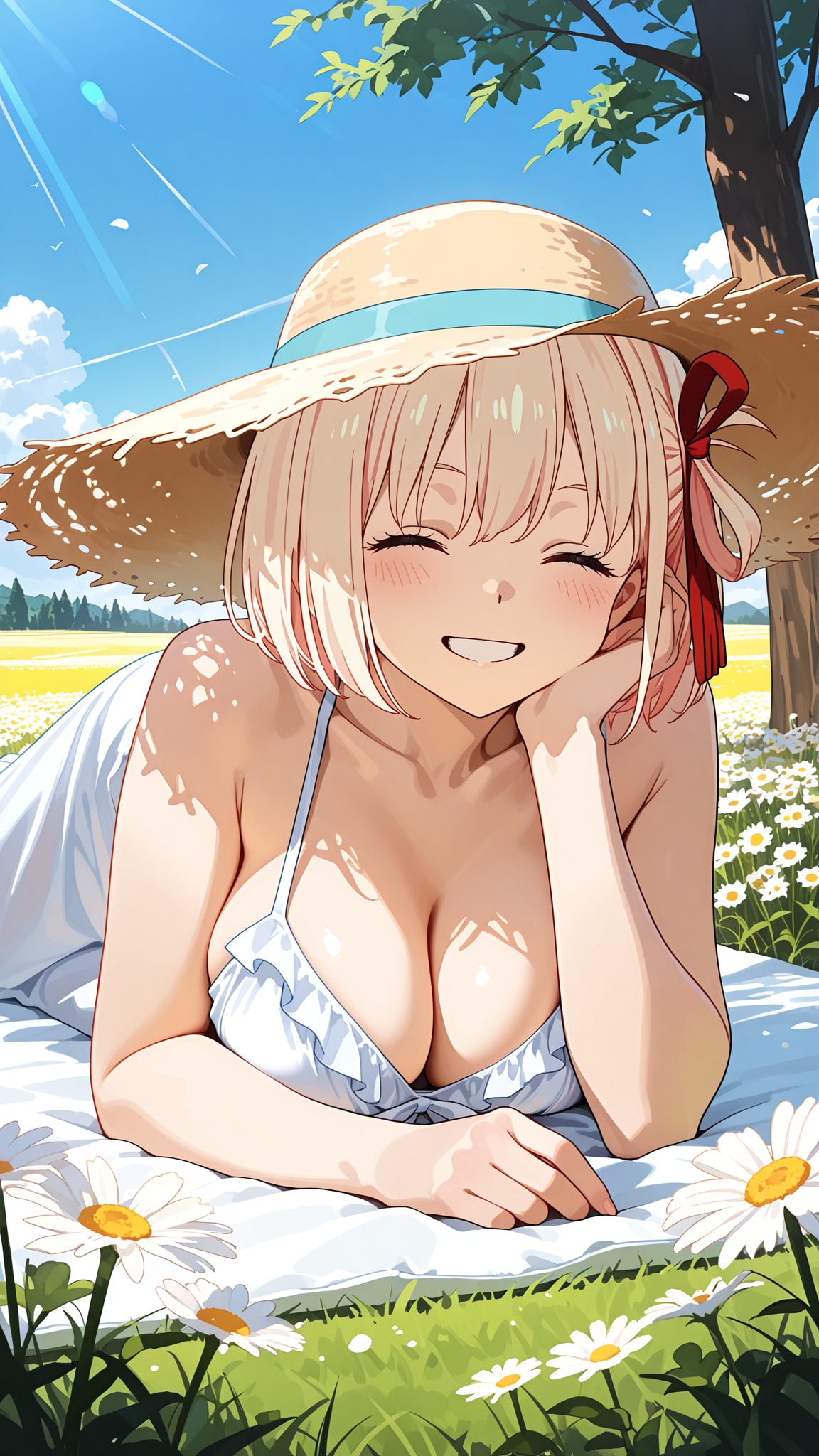 麦わら帽子の夏野原