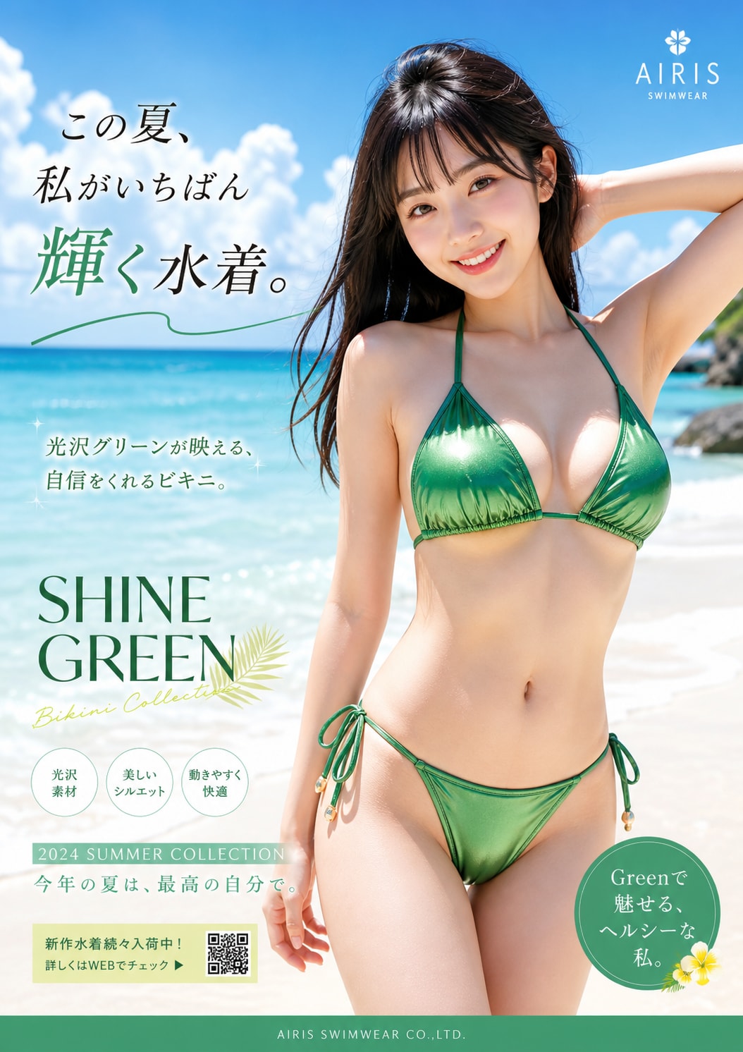 みどりの日だからGPTImages2.0にみどり色のビキニを作ってもらった笑
