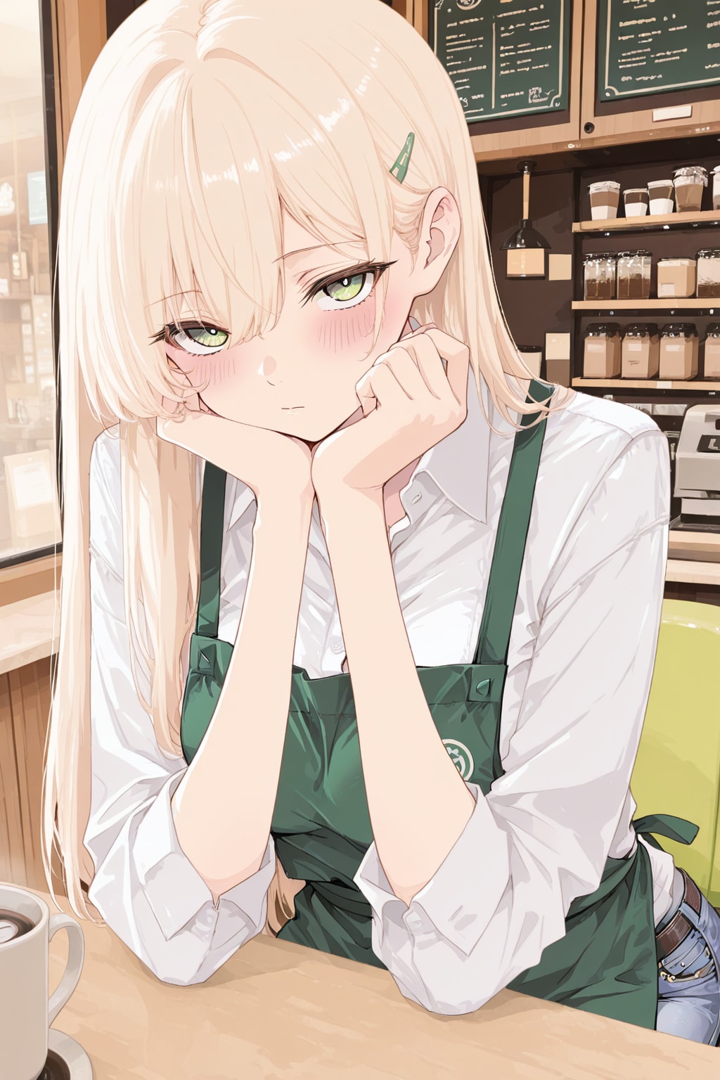 頬杖をついている金髪のあの子 | の人気AIイラスト・グラビア