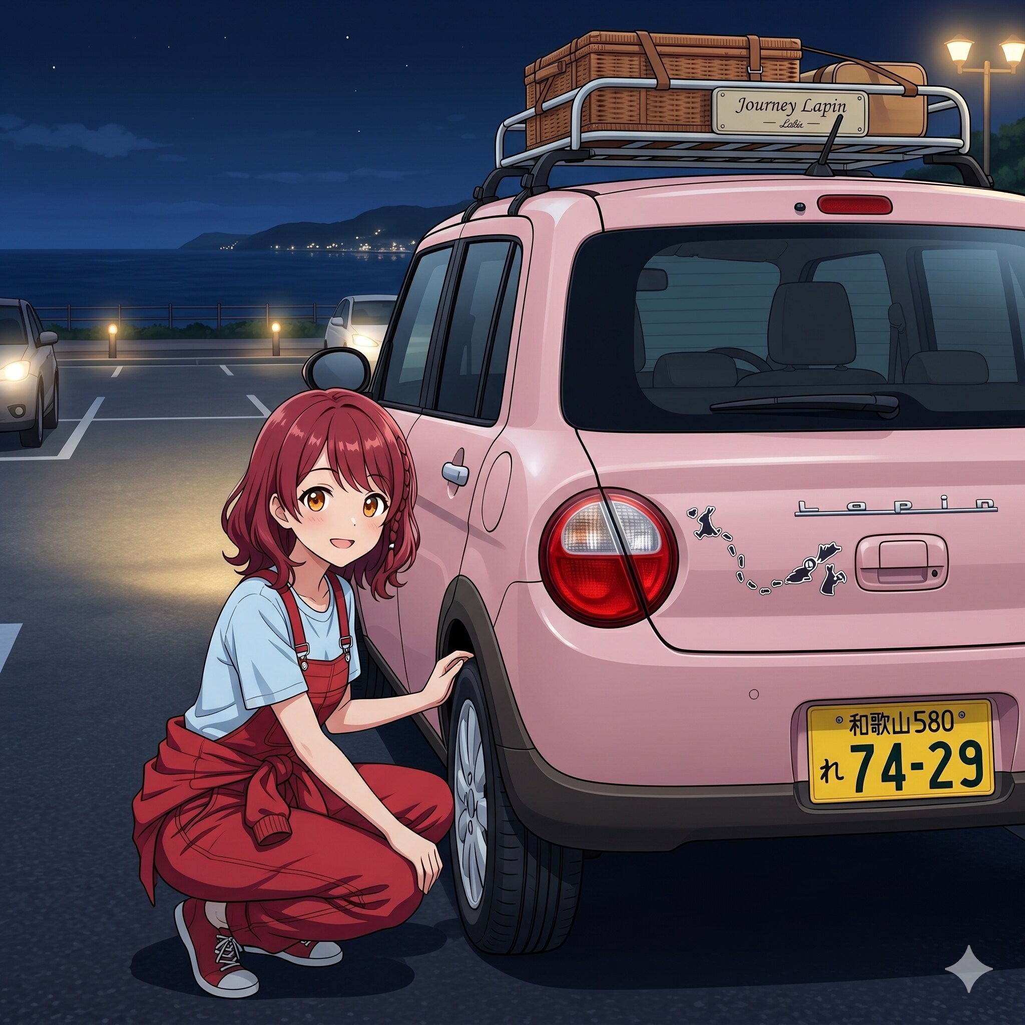 美少女に乗って欲しいクルマ（スズキ・ラパン）に乗るオレ | の人気AIイラスト・グラビア