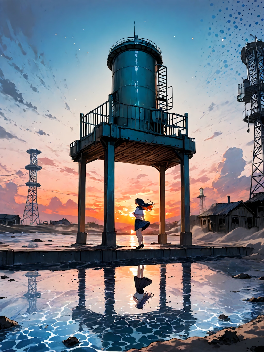 廃墟の夕焼け