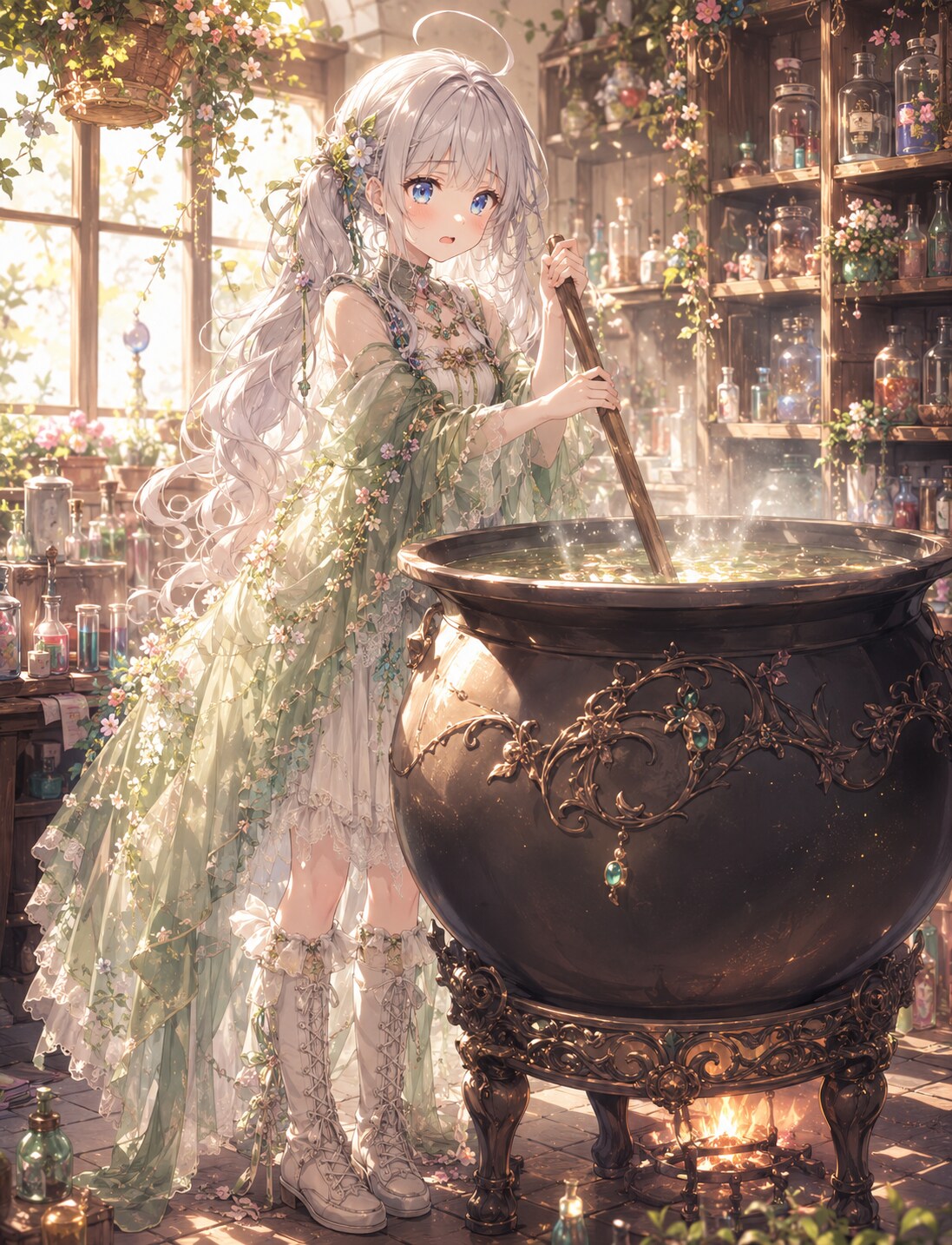 魔法の薬草工房の少女