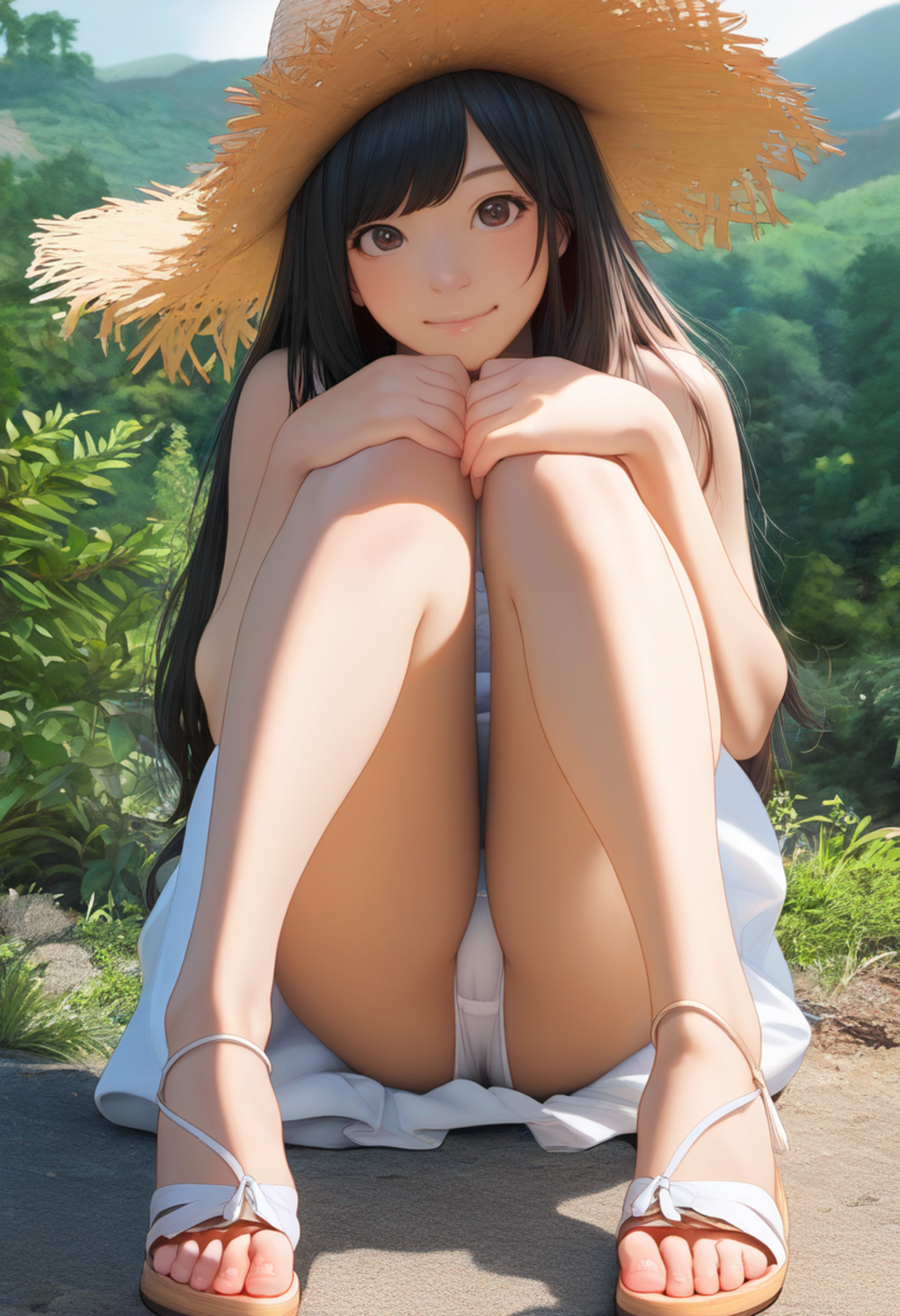 R-15 うちの看板娘さんの白ワンピースと麦わら帽子(Novel AI版)
