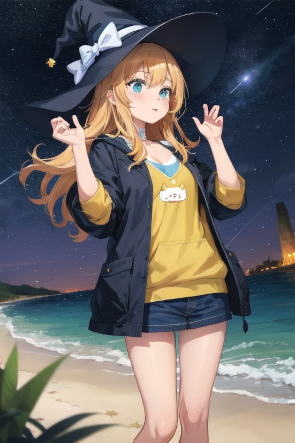 砂浜の魔女と星空