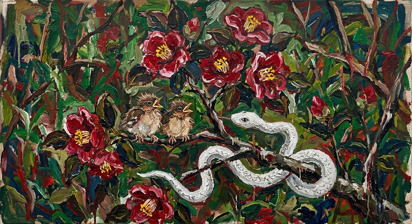 雛・椿・白蛇 Baby bird, Camellia, White snake | の人気AIイラスト・グラビア