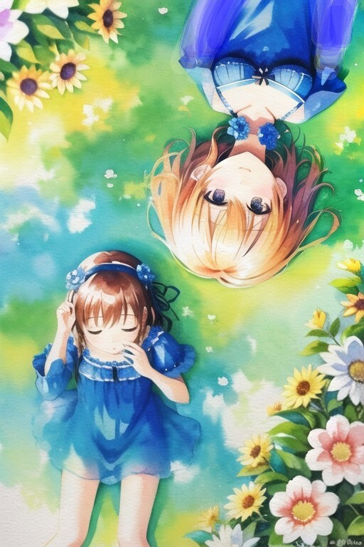 草原浴の二人 | の人気AIイラスト・グラビア