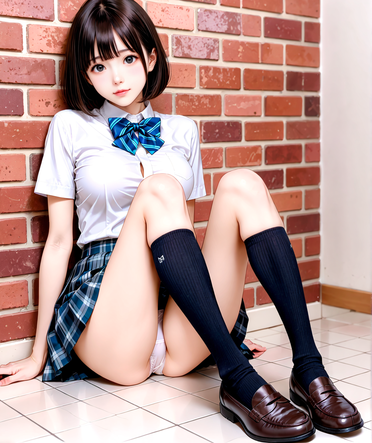 座る子