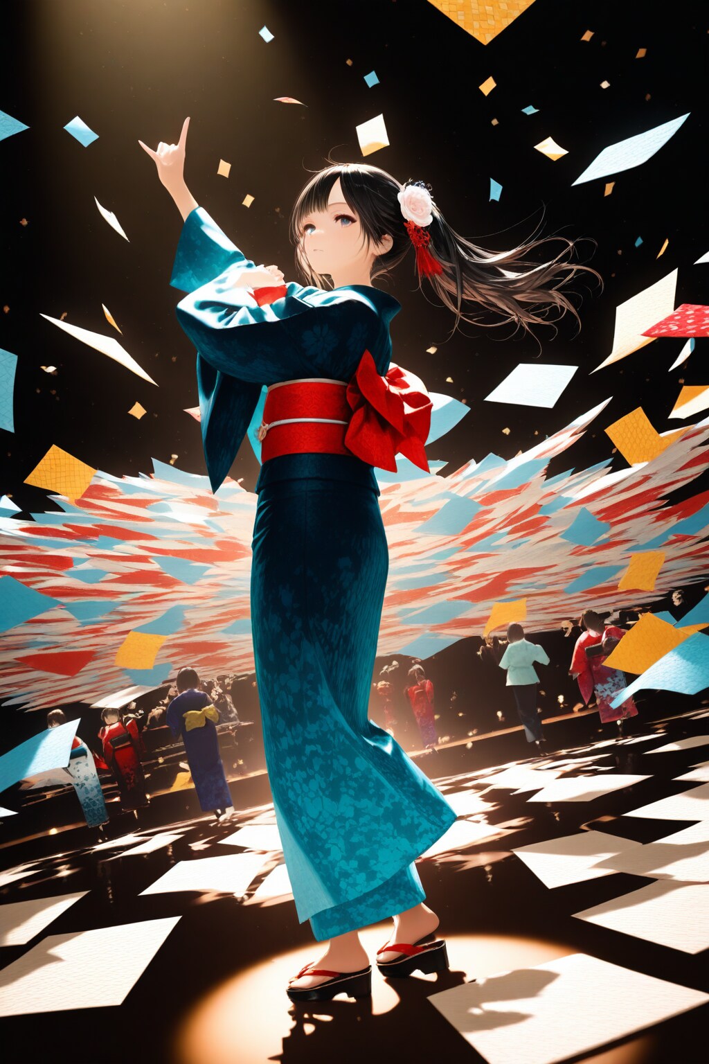 紙の上で踊る人々