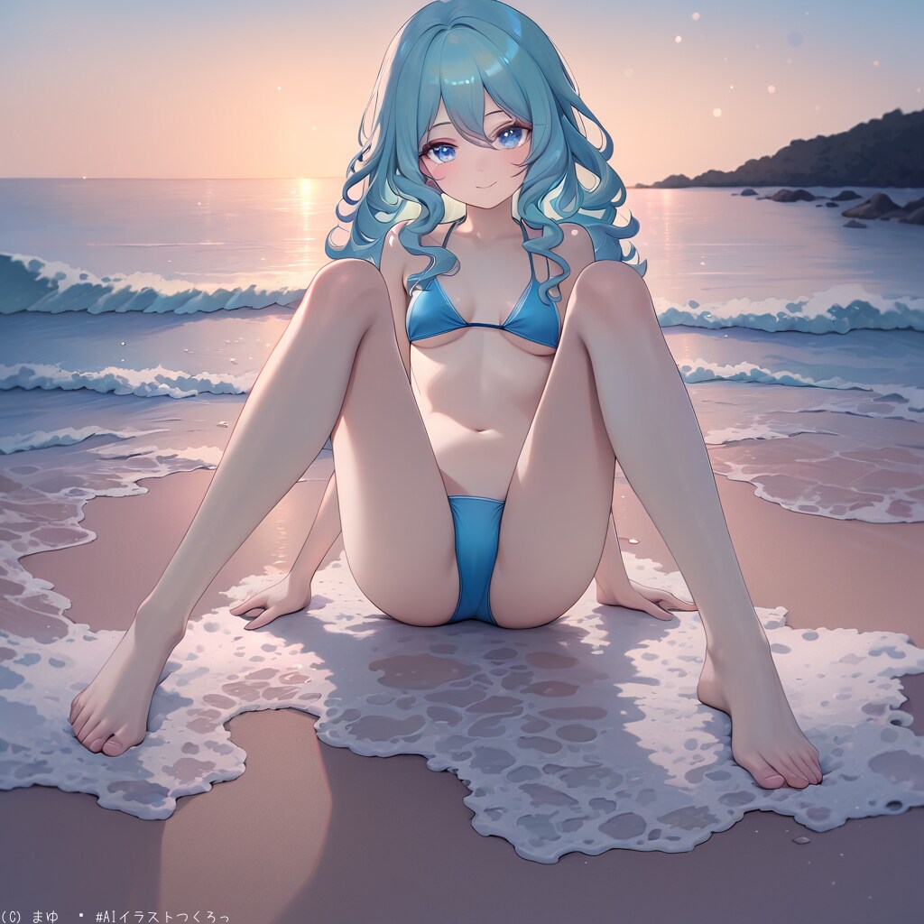 夏の海と美少女