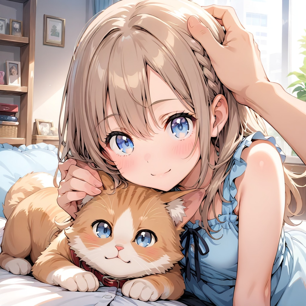 撫でられる | の人気AIイラスト・グラビア