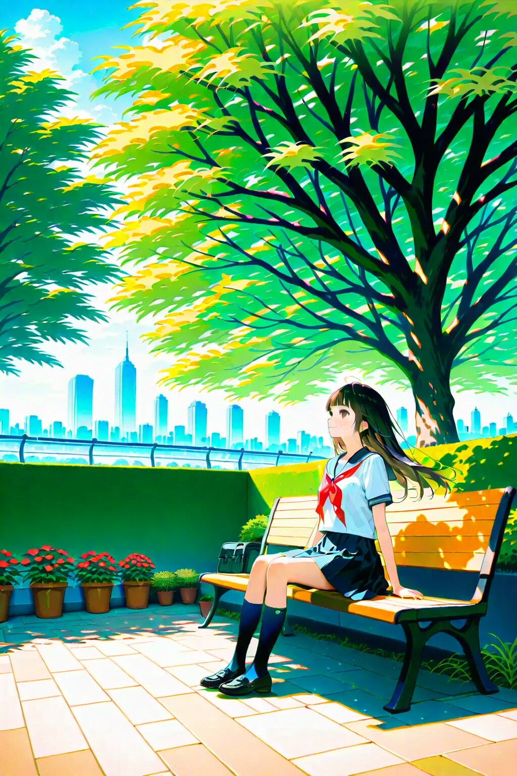 ベンチで一休み