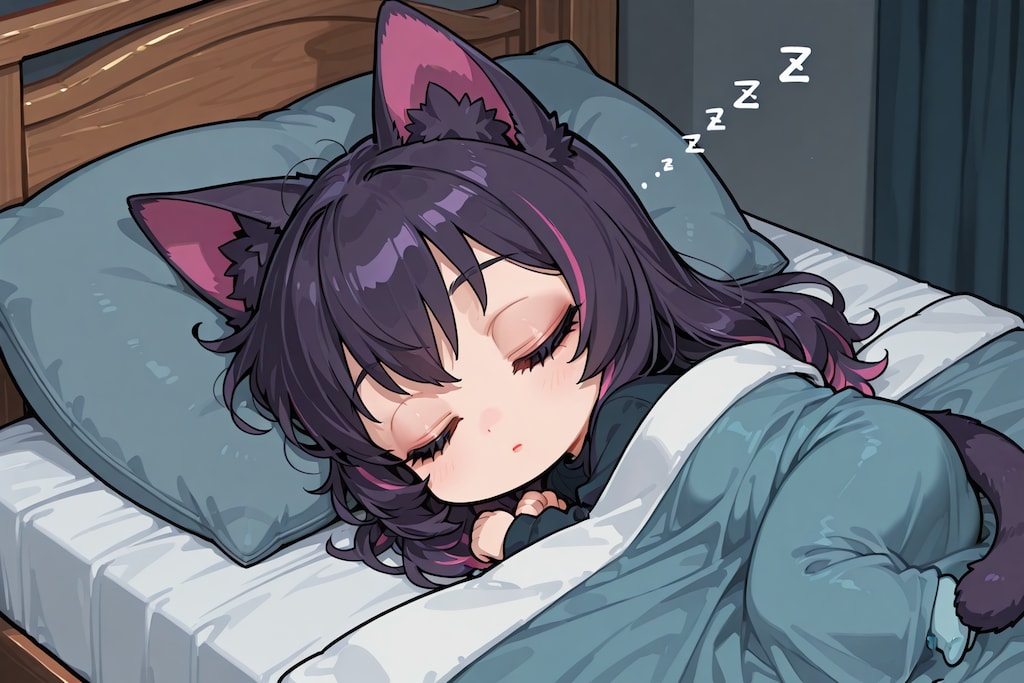 猫が寝転んでそのまま寝てしまう