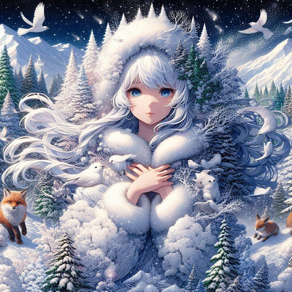 冬のコートを着た大地の精