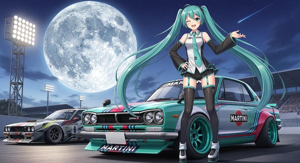 初音ミクとスカイライン2000GT-Rレーシングカー