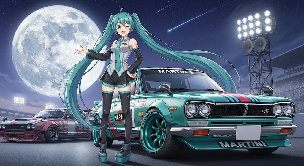 初音ミクとスカイライン2000GT-Rレーシングカー