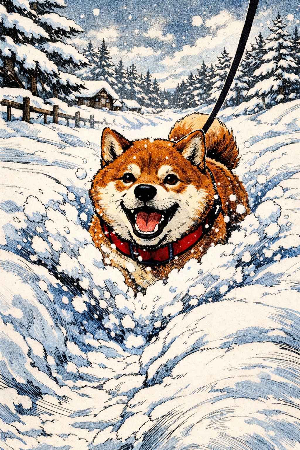 例え雪の中でも､自由に動き縦横無尽に走り廻る事が出来る事を体現する柴犬