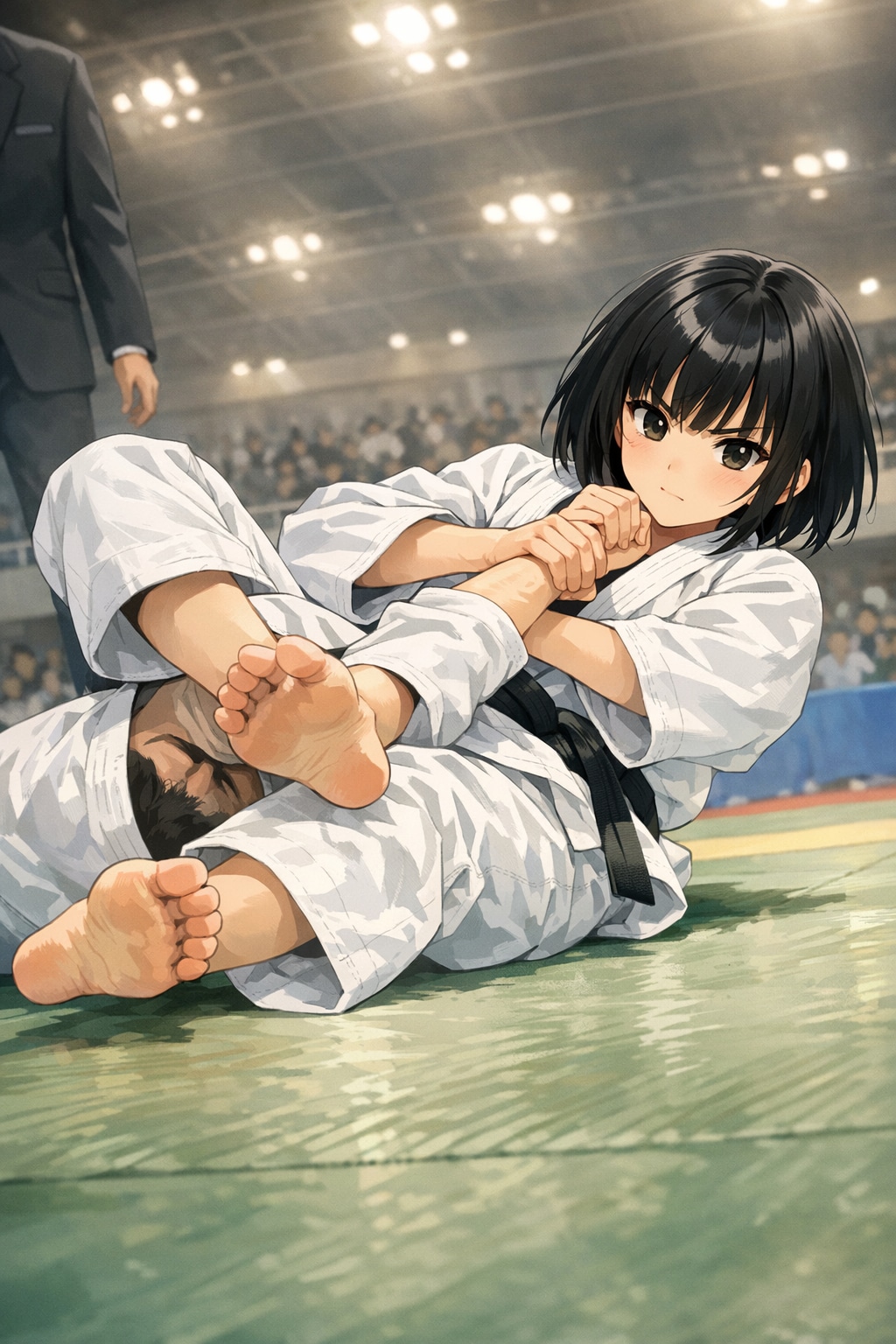 腕ひしぎ十字固めを決める女の子