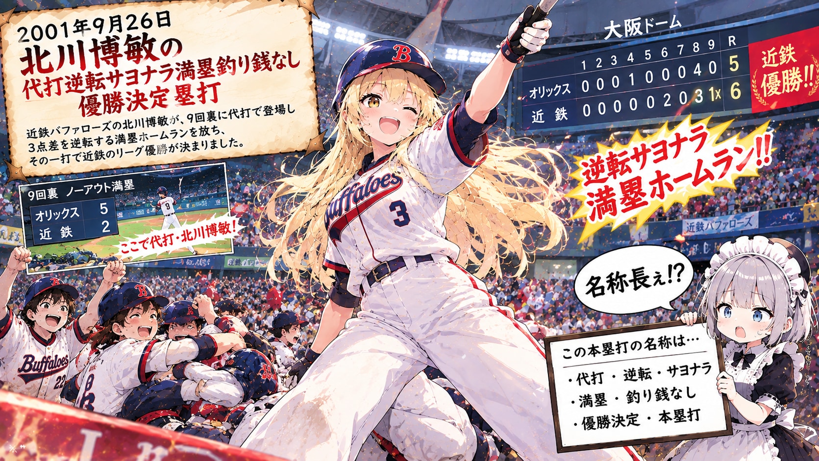9月26日は代打逆転サヨナラ満塁釣り銭なし優勝決定本塁打が決まった日 | の人気AIイラスト・グラビア