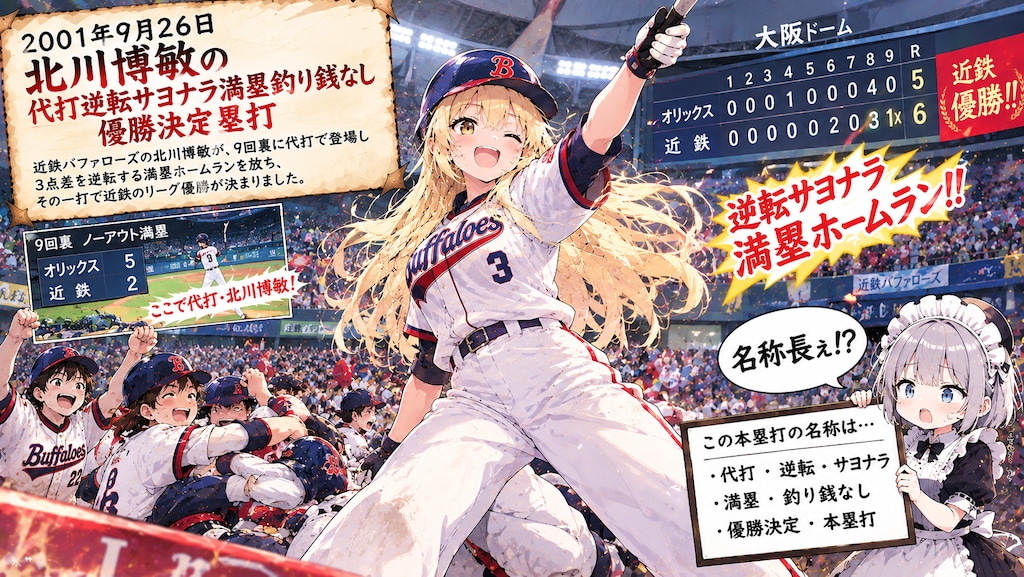 9月26日は代打逆転サヨナラ満塁釣り銭なし優勝決定本塁打が決まった日