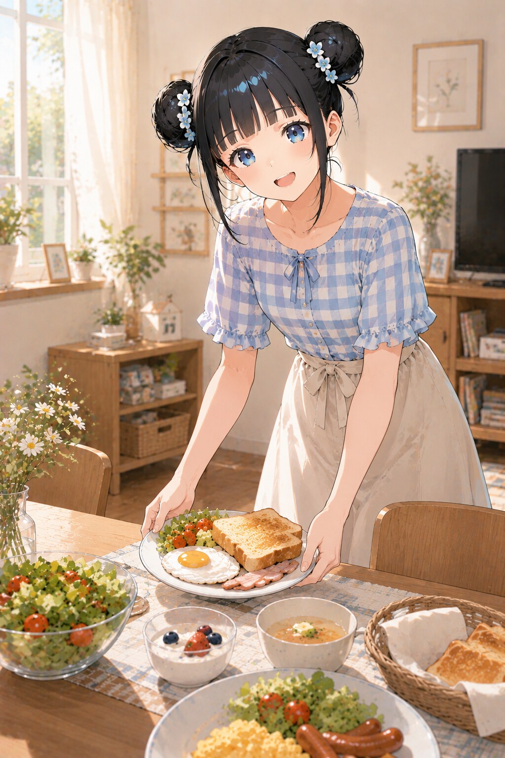 おだんごちゃん🍡✨と朝ごはん🍚✨　8/14 | の人気AIイラスト・グラビア