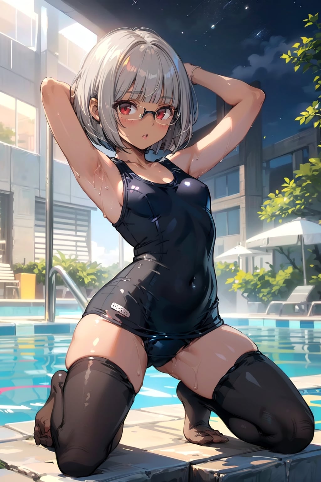 スク水タイツの眼鏡っ娘