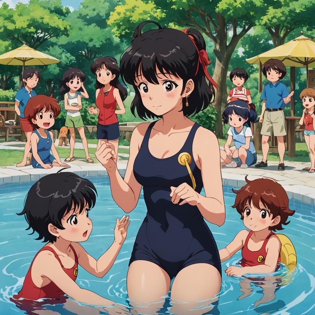 ジ○リ風プール遊び