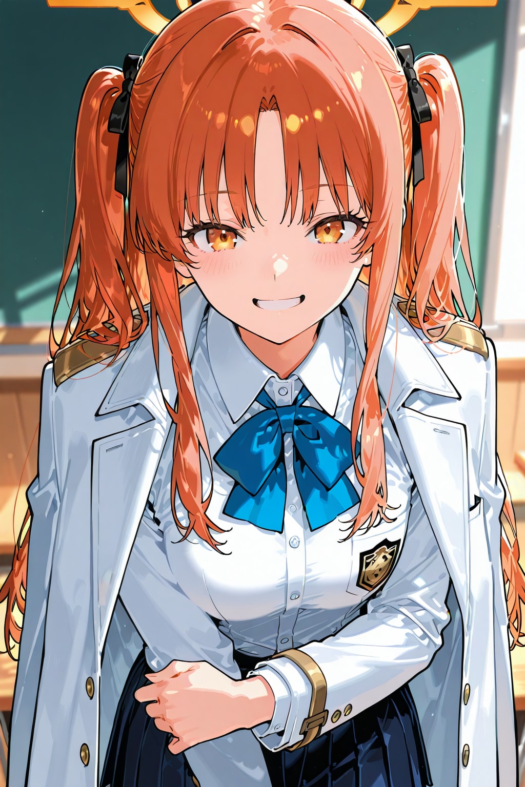 白コートを肩にかける