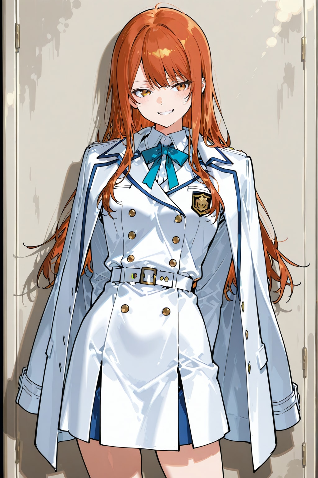 白コートを肩にかける